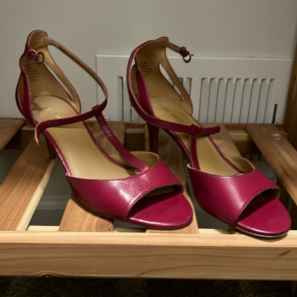 Pink peep toe heels